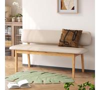ZYZSY Dining Bench, Entryway Bench with Back, Farmhouse Wood Bench with Padded Seat and Solid Wood Leg, Upholstered Bench for End of Bed, for Kitchen, Indoor and Hallway(Log color,110cm/43in)