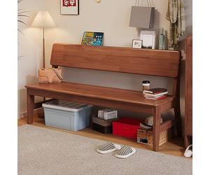 ZYZSY Farmhouse Wood Dining Bench, Entryway Bench with Solid Rubber Wood Legs, Shoe Bench with Back, End of Bed Bench for Dining Room, Living Room, Hallway, Bedroom(Walnut,140 * 30cm/55 * 12in)