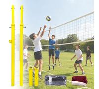 ZYZSY Volleyball Pole, Badminton Net Pole with Adjustable Height, Ground Inserted Steel Volleyball Pole Set, for Indoor&Outdoor School Park Gym Adults Kids