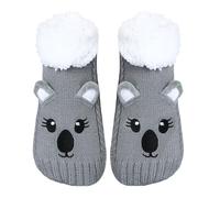 ZYZX Animal Fuzzy Slipper Socks for Women with Grips Winter Cosy Knit Cute Fluffy Non Slip Sherpa lining Grips Socks Gifts Koala