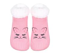 ZYZX Cat Slipper Socks for Women Ladies Winter Cozy Soft Plush Thermal Funny Cute Slippers Non Slip Sherpa Lining Indoor Fuzzy Socks with Grippers Gifts Slippers