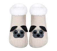 ZYZX Dog Pattern Slipper Socks with Grips Winter Knit Fleece-lined Cute Fluffy Non Slip Cosy Soft Funny House Socks Gifts Dog Shar-pei
