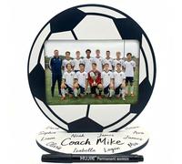 ZYZX Football Shaped Picture Frame with Signature Pen and Base, Thanks Coach Gift, Senior Night Gift, Coaches Appreciation Plaque, Wood, Orange, 20 x 20 cm, 4 x 6 inch Photo (football)