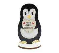 ZYZX Mini Penguin Gift Inspirational Emotional Plaque Home Decoration Funny Romantic Cute Heart Ornament Wooden Animal Plaque-Penguin Gift for Friends,family,Lover,etc-YOU'RE FLIPPIN AWESOME