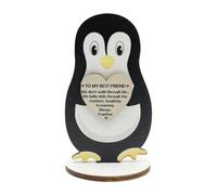 ZYZX Penguin Gift for Friends-Inspirational Emotional Plaque Home Decoration Gift Funny Romantic Cute Heart Ornament Wooden Mini Penguin Plaque-Birthday Present, Christmas,Thanksgiving