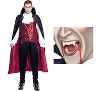 ZZ DISFRAZZES | Men's Vampire Costume, Dracula Kit with Accessories for Adult, Fangs - Halloween (Size M)