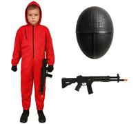 ZZ DISFRAZZES | Soldier Costume for Boys, Red Jumpsuit for Kids Carnival - Red Guard Jumpsuit with Carnival Accessories (13-15 years)