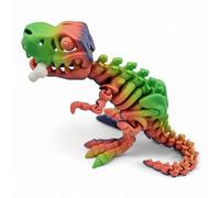 ZZ LIFE T-Rex Fidget Figurine - Flexible Rexi with Bone 3D Printed Articulated Figurines for ADHD, Autism, Stress and Anxiety Relief, Unisex Adults (Rainbow)