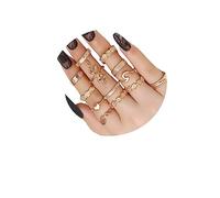 ZZ ZINFANDEL 13Pcs Boho Gold Snake Knuckle Stackable Rings Sets for Woman,Punk Sliver Vintage Snake Heart Open Finger Rings Set Joint Midi Ring Sets, Metal, alloy