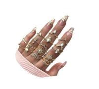 ZZ ZINFANDEL 17Pcs Boho Gold Knuckle Stackable Rings Sets for Women,Punk Vintage Snake Finger Rings Set Stacking Joint Retro Stacking Midi Rings, Metal, alloy