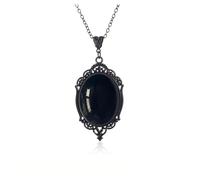 ZZ ZINFANDEL Gothic Crystal Stardust Necklace for Women Men Vintage Dark Blood Crystal Cameo Pendant Choker Mystery Demon Necklace Halloween Jewelry Accessories, L, Zinc, Crystal