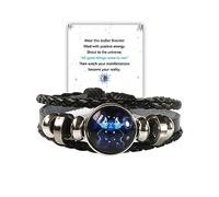 ZZ ZINFANDEL Zodiac Signs Spirit Bracelet, 12 Constellation Handmade Bead Woven Multilayer Adjustable Leather Bracelet Jewelry Accessories for Constellation Lover, Adjust, Metal, no gemstone