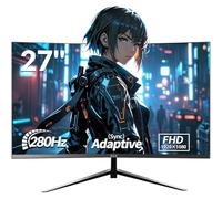 ZZA 27 Inch Gaming Monitor 280Hz 240Hz 1080p 1ms VRB Blue Light Shift Machine Black Curved 100% sRGB, Adaptive FreeSync,Display Port DP HDMI VESA Mounting Compliant