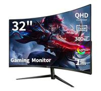 ZZA 32 Inch Curved Gaming Monitor 300Hz, QHD 1440p 2K Computer Monitor, 1ms (GTG) 1500R VA Panel, HDR10, AMD FreeSync Premium, Eye Care, Adjustable Stand, HDMI 2.1 & DP 1.4, for PC PS5 Xbox