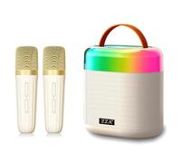 ZZA Portable Bluetooth Karaoke Speaker: Sing Along Anywhere! 2 Wireless Mics & Built-in Lights - Perfect for Home Parties and Birthdays, Fun for Kids and Adults!