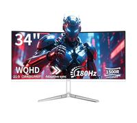 ZZA UltraWide 34" Curved Monitor 1500R 180Hz PC Display WQHD Refresh Rate 3440 x 1440 AMD FreeSync Premium VA Panel | HDR10 | 99% sRGB | VESA