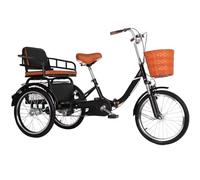 ZZABCDEGH Adult Tricycles 20-Inch Folding Adult Tricycle Rear Seat Cargo Dual Brakes Front Suspension Multicolor(Black)