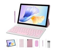 ZZB 2 in 1 Tablet with Keyboard Case Mouse Stylus Pen, 10 inch Tablet Android 15.0 Tablets PC Set, 8GB RAM+64GB ROM Tableta Computer 10.1" IPS Screen 2MP+8MP Dual Camera WiFi BT Tab Pink/Girls