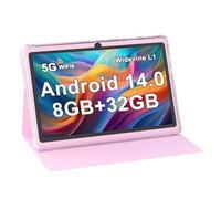 ZZB 7 inch Tablet Android, 8GB RAM (4GB Expandable) 32GB ROM Tablets Supports 1TB MicroSD, Dual Camera Tableta 5G WiFi-6 Android Tablet with Case, 7" Tablets+Cover 2025 (Pink)