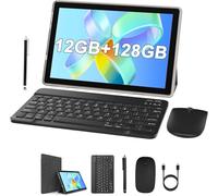 ZZB Tablet with Keyboard 10 inch Tablet 2 in 1 Tablets Including Mouse Case Stylus 12GB+128GB Supports 1TB Expansion Android 13 Tableta 10.1" HD Touch Screen 8MP Dual Camera BT WIFI6 5G Android Tab