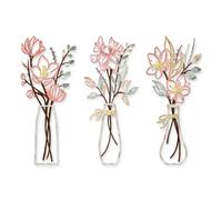 Zzbakress 3 Pcs Metal Flowers Wall Arts Rustic Farmhouse Decor Bathroom Wall Decor Dining Room Wall Decor Minimalist Decor Housewarming Gifts (Multicolored)