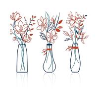 Zzbakress 3 Pcs Metal Flowers Wall Arts Rustic Farmhouse Decor Bathroom Wall Decor Metal Wall Decor for Living-room Dining-Room Kitchen Minimalist Decor Housewarming Gifts (Blue Orange)