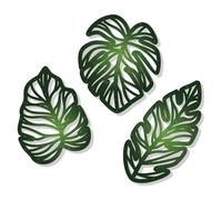 Zzbakress 3 Pcs Wooden Palm Leaves Wall Art Tropical Leaf Wall Art Natural Plant Wall Decor Vintage Wood Hollow Wall Decoration for Living Room Kitchen Bedroom Garden Office (Farmhouse, Leaves-A)