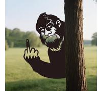 Zzbakress Bigfoot Animal Yard Decor Funny Middle Finger Animal Peeping Yard Sign Middle Finger Statue Metal Bigfoot Sasquatch Yard Decoration Outdoor Plaques (Style H)