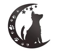 Zzbakress Dog Metal Wall Art Outdoor Wall Decor Large Black Dog Metal Wall Sculpture Moon Wall Art Patio Wall Decor for Dog Lover Star Decor for Bedroom Living Room Garden and Balcony (Dog A)