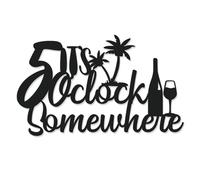 Zzbakress Metal Bar Sign 'It's 5 O'clock Somewhere' - Vintage Wall Decor, Black, For Home Bar Kitchen Living Room