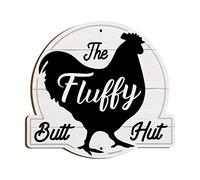 Zzbakress The Fluffy Butt Hut Signs,Chicken Coop Sign,Home Chicken Shed Decor (white)