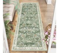 ZZBEARRQI 60x180cm Runner Rug for Hallway, Low Pile Faux Wool Hall Runners | Non Slip Washable Mats, Boho Floral Carpet Runner Rugs for Hallway, Kitchen, Laundry, Bedroom, Entrance, Green
