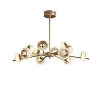 ZZBFHH Modern Sputnik Chandelier Creativity Cracked Glass Pendant Light Bronze Finish Mid Century LED Hanging Lamp Nordic Indoor Ceiling Light Fixture Three-Color Dimper 12 Lights Vision