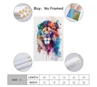 ZZBHHKAM Watercolor Animal Poster Lion King Poster Decorative Painting Canvas Wall Posters And Art Picture Print Modern Family Bedroom Decor Posters 16x24inch(40x60cm)