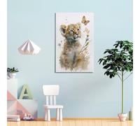 ZZBHHKAM Watercolor Animal Poster Little Lion Poster Decorative Painting Canvas Wall Posters And Art Picture Print Modern Family Bedroom Decor Posters 12x18inch(30x45cm)