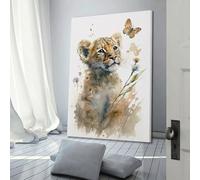 ZZBHHKAM Watercolor Animal Poster Little Lion Poster Decorative Painting Canvas Wall Posters And Art Picture Print Modern Family Bedroom Decor Posters 20x30inch(50x75cm)