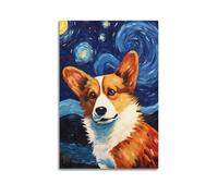 ZZBHHKAM Welsh Corgi Starry Night Poster Poster Decorative Painting Canvas Wall Posters And Art Picture Print Modern Family Bedroom Decor Posters 24x36inch(60x90cm)