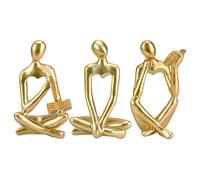 ZZBIQS 3Pcs Golden Thinker Statue Home Decor Resin Art Sculpture Accents, Gold Modern Reading Women Abstract Ornaments Bookshelf Collectible Figurines for Living Room Office Table Desk Decorations