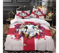 ZZBNECAKE England Quilt Cover Comforter Covers 3D Printed Football Duvet Cover for Boys Girls with Zipper Closure Soft Microfiber with Pillow Cases Bedding Set 3 Pieces Double（200x200cm）