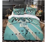 ZZBNECAKE Messi 3D Print Football Duvet Cover Comforter Covers for Boys Girls Quilt Cover Bedding Set with Zipper Closure with Pillow Cases Soft Microfiber 2 Pieces Single（140x200cm）