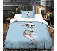 ZZBNECAKE Messi 3D Print Football Duvet Cover Comforter Covers for Boys Girls Quilt Cover Bedding Set with Zipper Closure with Pillow Cases Soft Microfiber 2 Pieces Single（135x200cm）