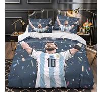 ZZBNECAKE Messi 3D Print Football Duvet Cover Comforter Covers for Boys Girls Quilt Cover Bedding Set with Zipper Closure with Pillow Cases Soft Microfiber 3 Pieces Double（200x200cm）