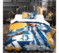 ZZBNECAKE Messi 3D Print Football Duvet Cover Comforter Covers for Boys Girls Quilt Cover Bedding Set with Zipper Closure with Pillow Cases Soft Microfiber 2 Pieces Single（135x200cm）