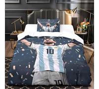 ZZBNECAKE Messi 3D Print Football Duvet Cover Comforter Covers for Boys Girls Quilt Cover Bedding Set with Zipper Closure with Pillow Cases Soft Microfiber 2 Pieces Single（135x200cm）
