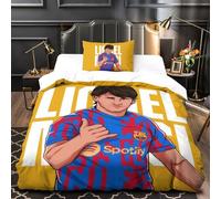 ZZBNECAKE Messi 3D Print Football Duvet Cover Comforter Covers for Boys Girls Quilt Cover Bedding Set with Zipper Closure with Pillow Cases Soft Microfiber 2 Pieces Single（135x200cm）