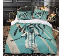 ZZBNECAKE Messi 3D Print Football Duvet Cover Comforter Covers for Boys Girls Quilt Cover Bedding Set with Zipper Closure with Pillow Cases Soft Microfiber 3 Pieces Double（200x200cm）