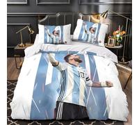 ZZBNECAKE Messi 3D Print Football Duvet Cover Comforter Covers for Boys Girls Quilt Cover Bedding Set with Zipper Closure with Pillow Cases Soft Microfiber 3 Pieces King（220x240cm）
