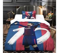 ZZBNECAKE Messi 3D Print Football Duvet Cover Comforter Covers for Boys Girls Quilt Cover Bedding Set with Zipper Closure with Pillow Cases Soft Microfiber 2 Pieces Single（135x200cm）