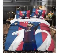 ZZBNECAKE Messi 3D Print Football Duvet Cover Comforter Covers for Boys Girls Quilt Cover Bedding Set with Zipper Closure with Pillow Cases Soft Microfiber 3 Pieces Double（200x200cm）