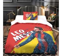 ZZBNECAKE Messi 3D Print Football Duvet Cover Comforter Covers for Boys Girls Quilt Cover Bedding Set with Zipper Closure with Pillow Cases Soft Microfiber 2 Pieces Single（135x200cm）